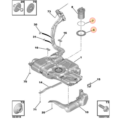 Gasoline Pump Cover Ring And Seal Ring For PEUGEOT 2008 206 207 3008 301 307 308 CITROEN C2 C3XR C5 OE 153130 153141 9819555880
